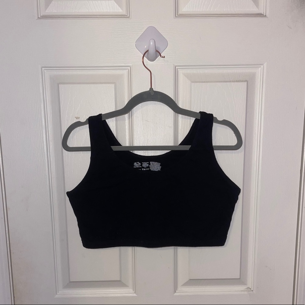 Black Cotton Shelf Bra
